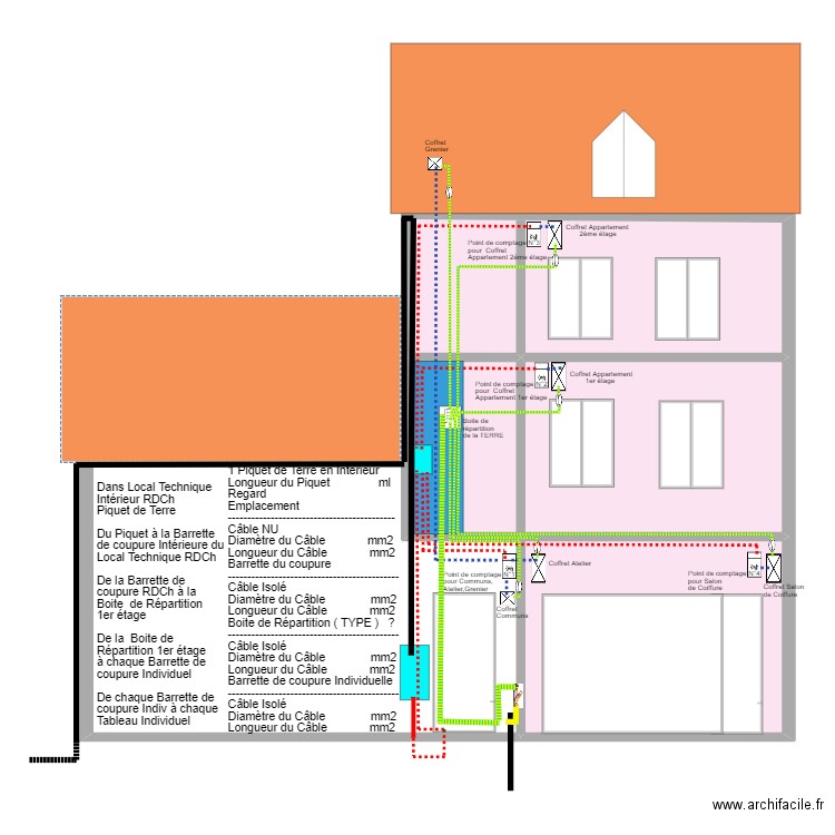 COURBET PIQUET de TERRE INTERIEURE. Plan de 0 pièce et 0 m2