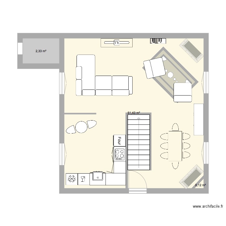Ma Maison RDC 2. Plan de 3 pièces et 54 m2