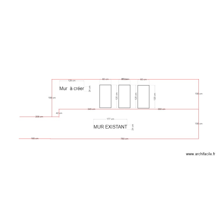 exemple mur. Plan de 0 pièce et 0 m2