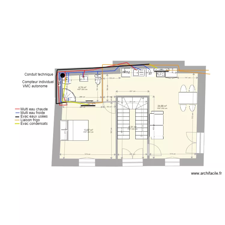 Malaucene R1 plomberie. Plan de 