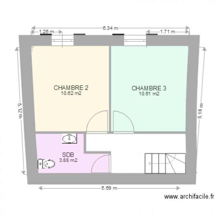 chambres 1er etage GUERY V1. Plan de 0 pièce et 0 m2