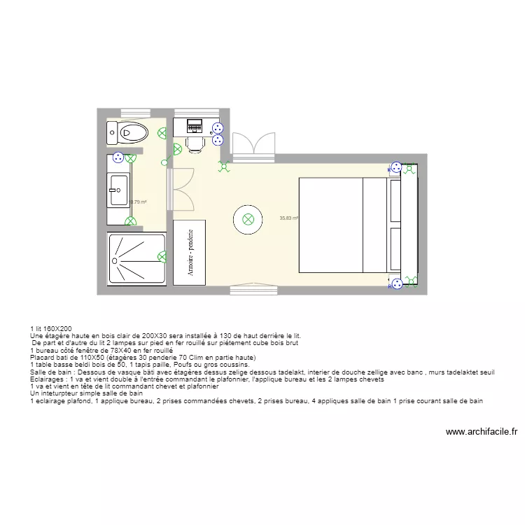 chambre 1. Plan de 