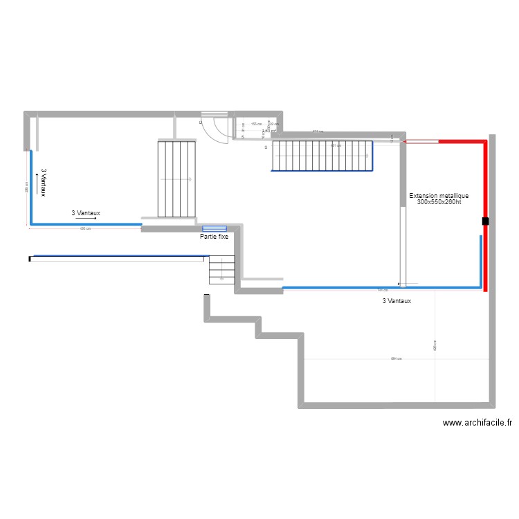 Roc Mer  -  Extension Métallique. Plan de 1 pièce et 2 m2