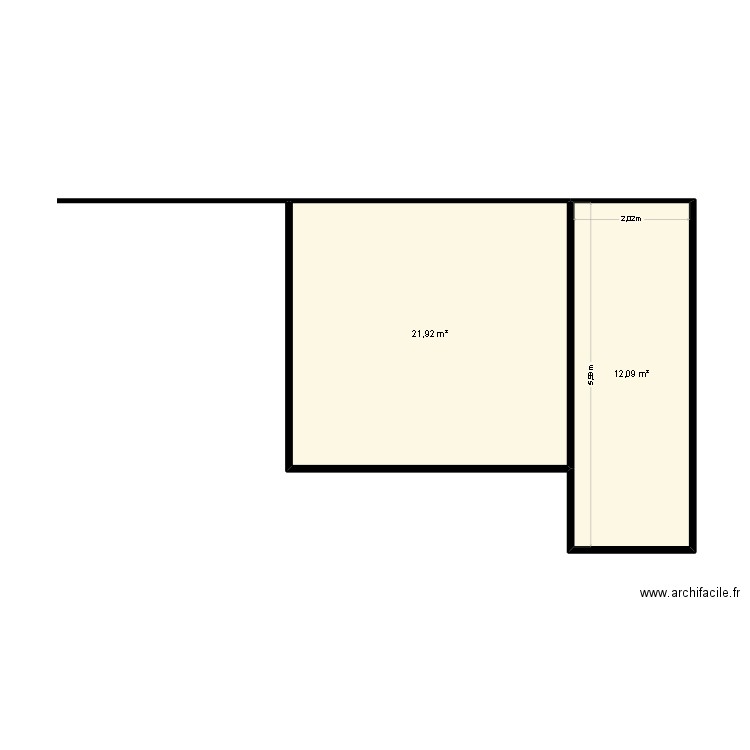 gourdon terrasse. Plan de 2 pièces et 34 m2