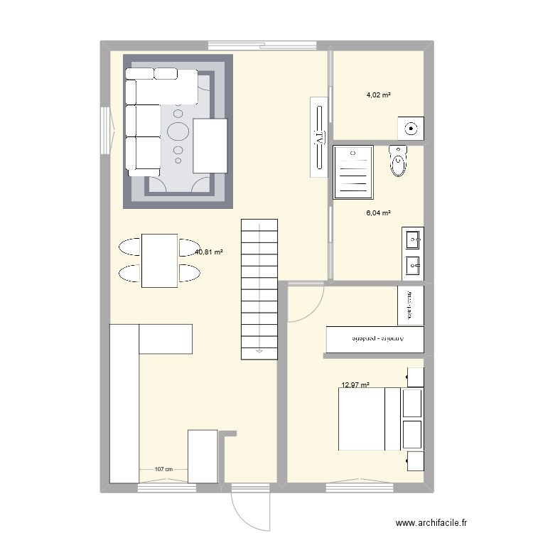 Maison Montes Aguilar V1. Plan de 4 pièces et 64 m2