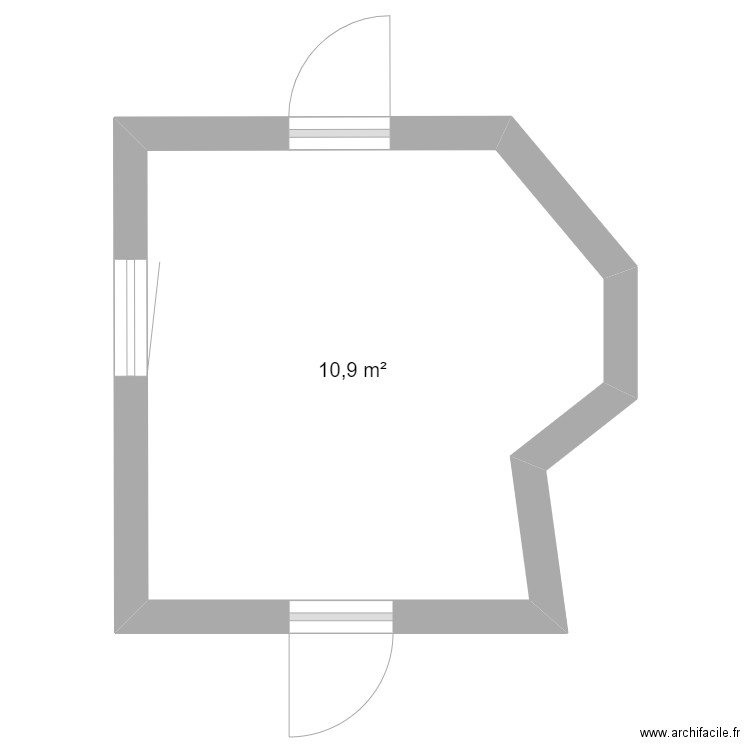 brosseau. Plan de 1 pièce et 11 m2