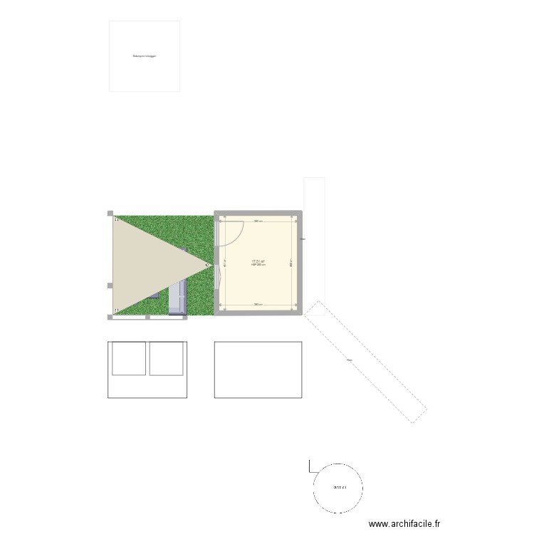 ABRIS JARDIN FACE EST. Plan de 1 pièce et 18 m2