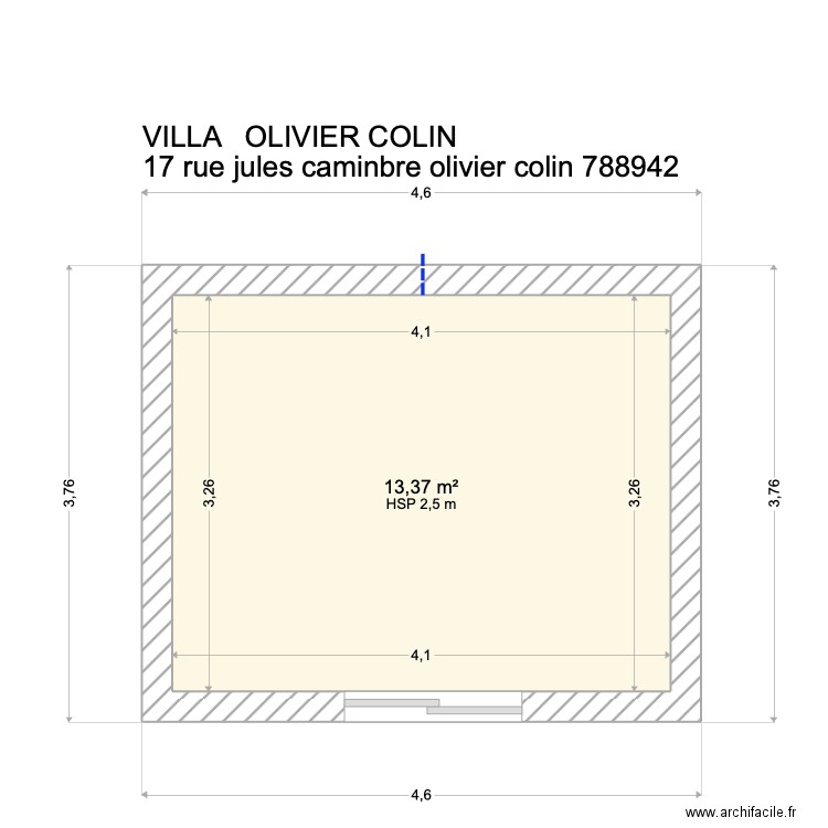 VILLA COLIN. Plan de 1 pièce et 13 m2