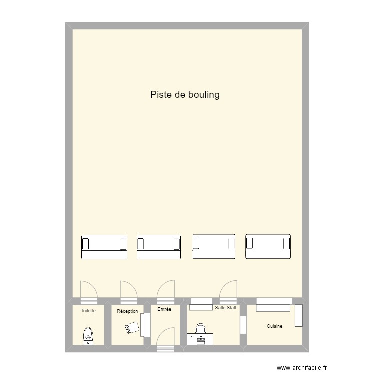 Plan BVowling. Plan de 6 pièces et 104 m2