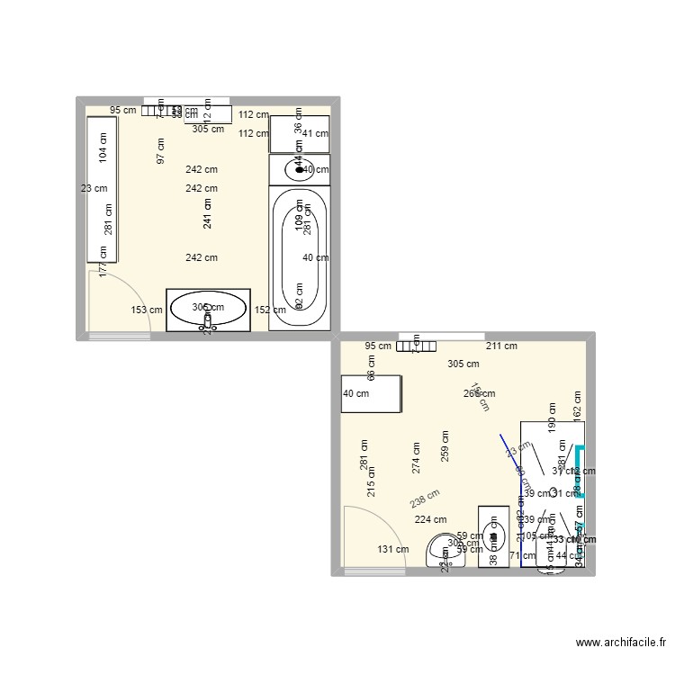 PETITJEAN . Plan de 2 pièces et 17 m2