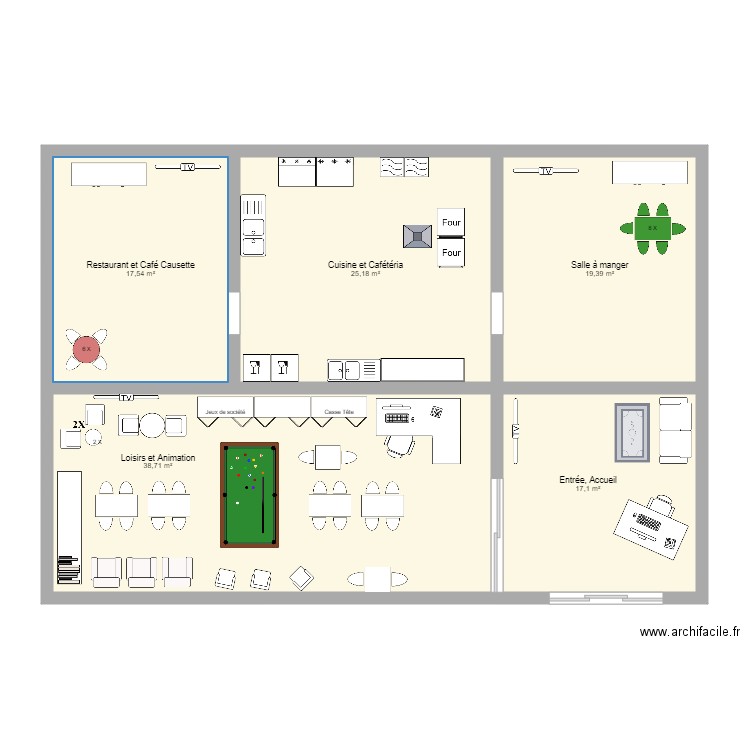 Étage plancher. Plan de 5 pièces et 118 m2