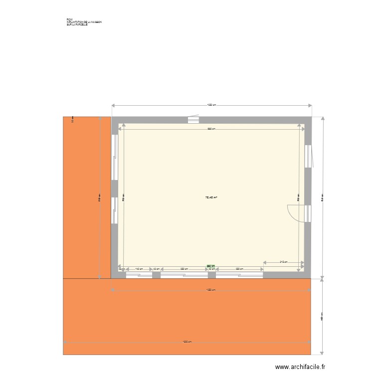 Implantation de la maison sur parcelle. Plan de 0 pièce et 0 m2