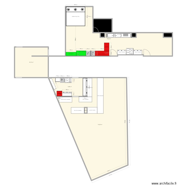 boucherie bsm. Plan de 9 pièces et 231 m2