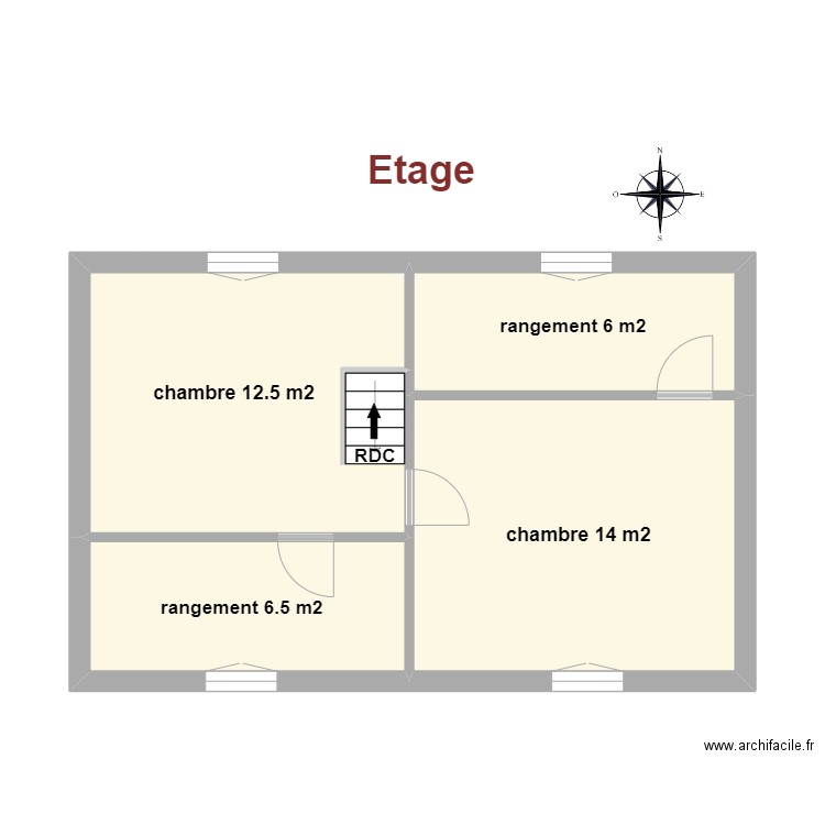 etage Sabatier. Plan de 4 pièces et 39 m2