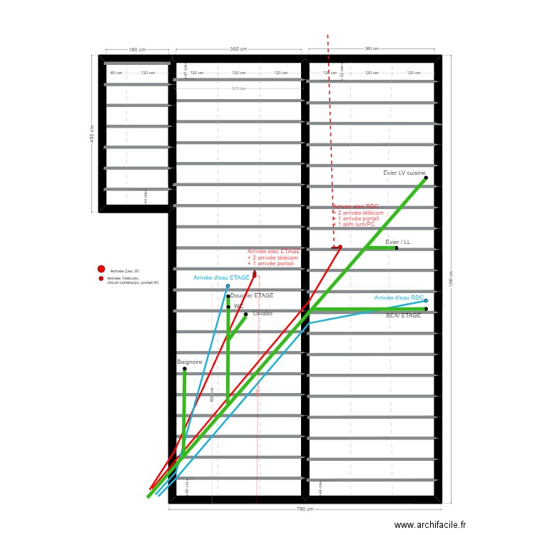 VIDE SANITAIRE GLOBAL. Plan de 2 pièces et 48 m2