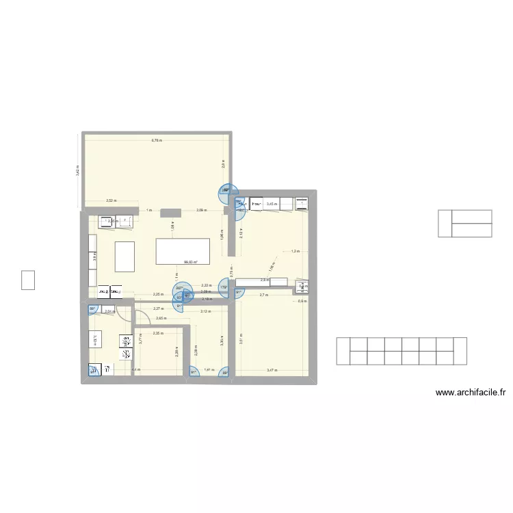 vareys acp. Plan de 1  et 100 m²