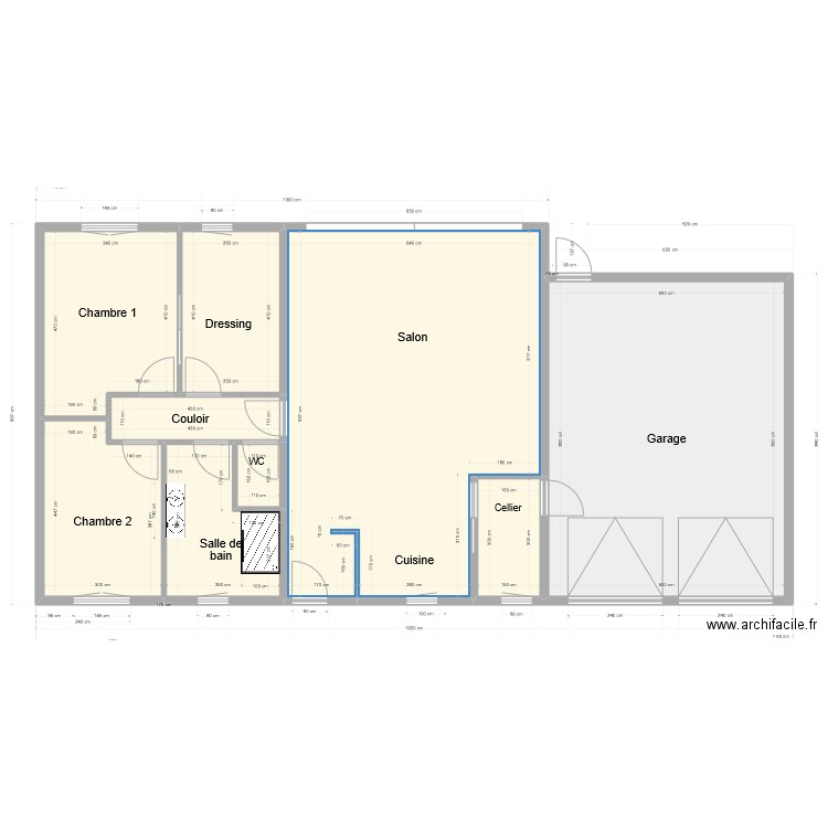 Plan de Masse avec côtes. Plan de 9 pièces et 160 m2