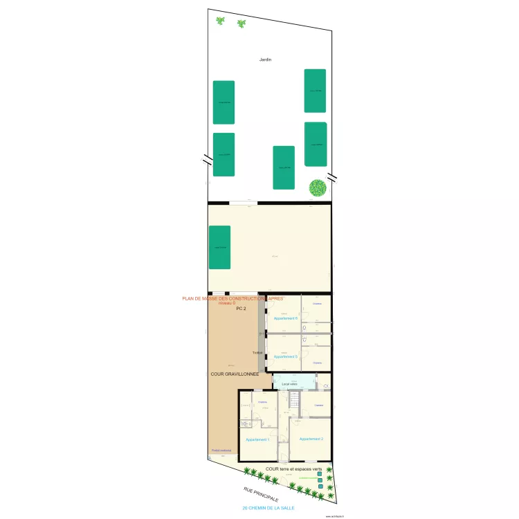 modifications envisag&eacute;es 20 chemin de la salle sans garage. Plan de 