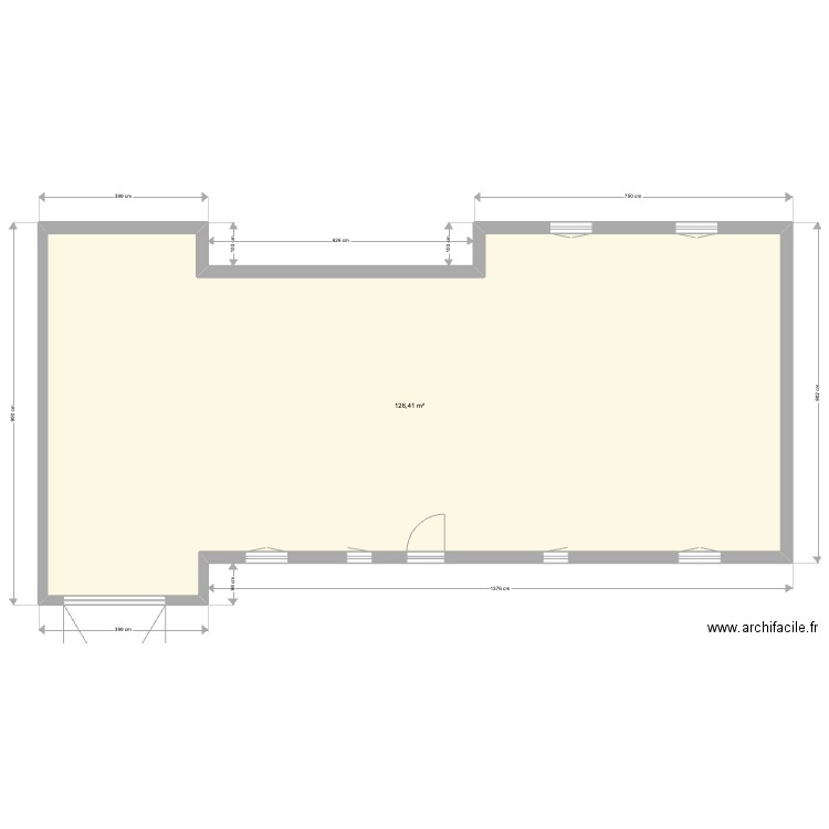 Maison simple. Plan de 1 pièce et 126 m2