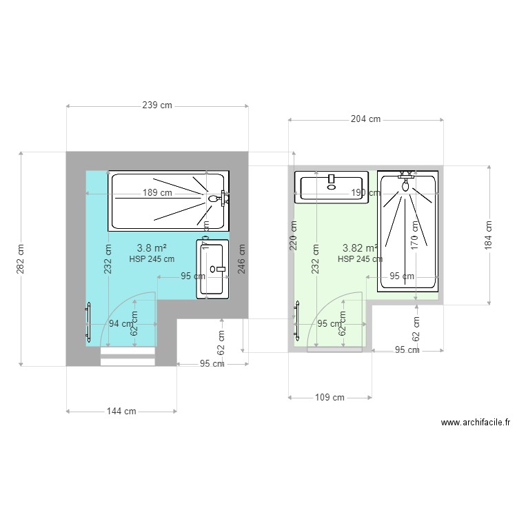 Plan Salle de bain Françoise. Plan de 0 pièce et 0 m2