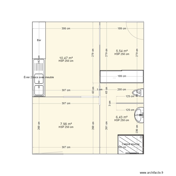 CGED Pornic. Plan de 4 pièces et 30 m2