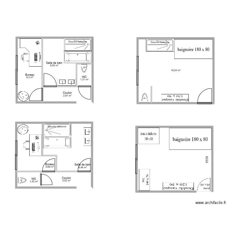 SDB Magland. Plan de 9 pièces et 56 m2