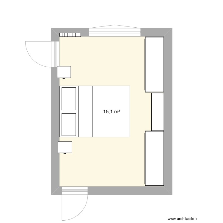 Chambre parentale . Plan de 1 pièce et 15 m2