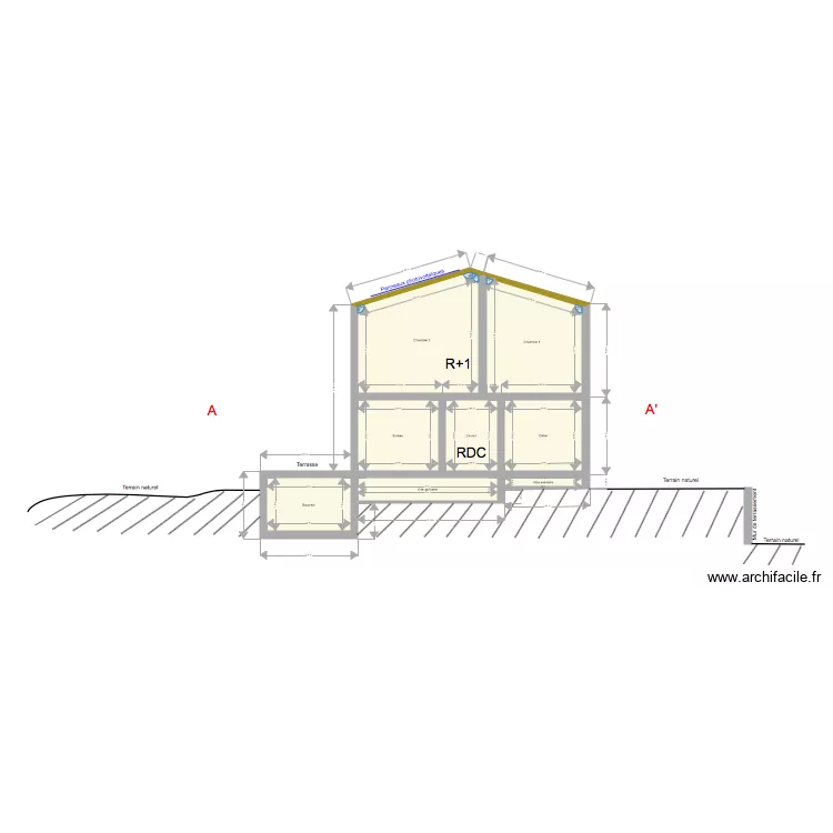 Plan coupe AA. Plan de Plan coupe AA. Plan de