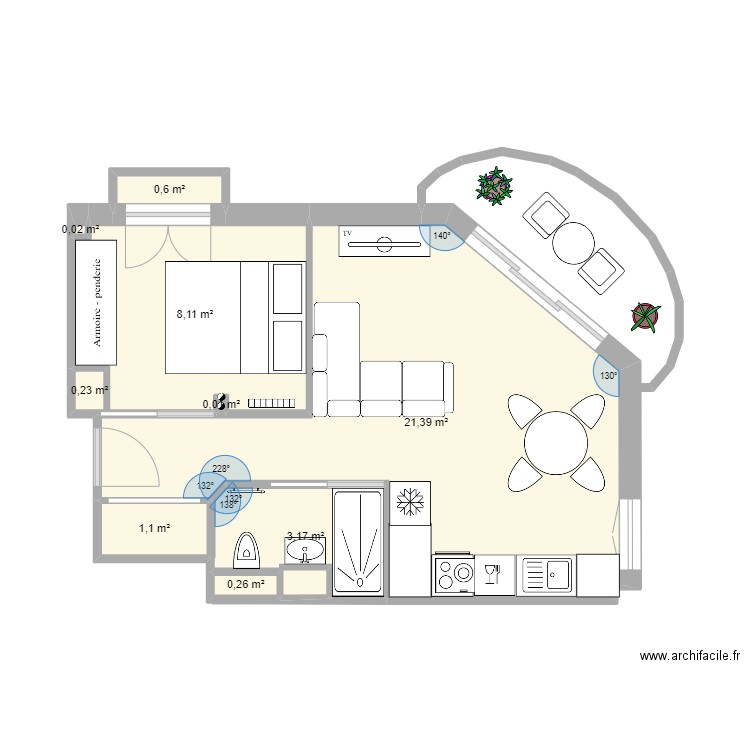 T2 MENTON V2. Plan de 9 pièces et 35 m2