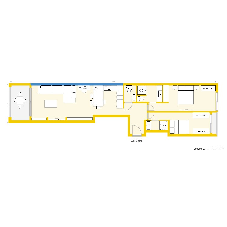 Cannes avec fond beige et cotations. Plan de 0 pièce et 0 m2