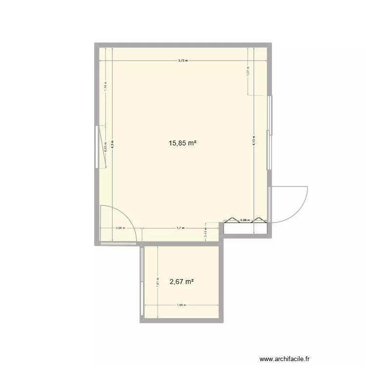 local jean marc modif. Plan de 2  et 19 m²