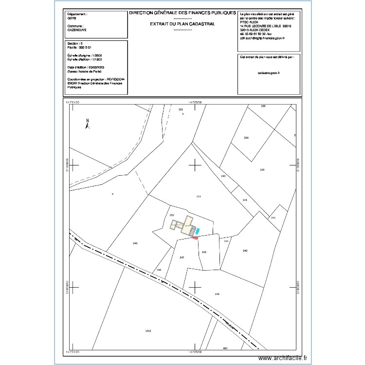 ECHELLE 1 SUR 5000. Plan de 4 pièces et 352 m2