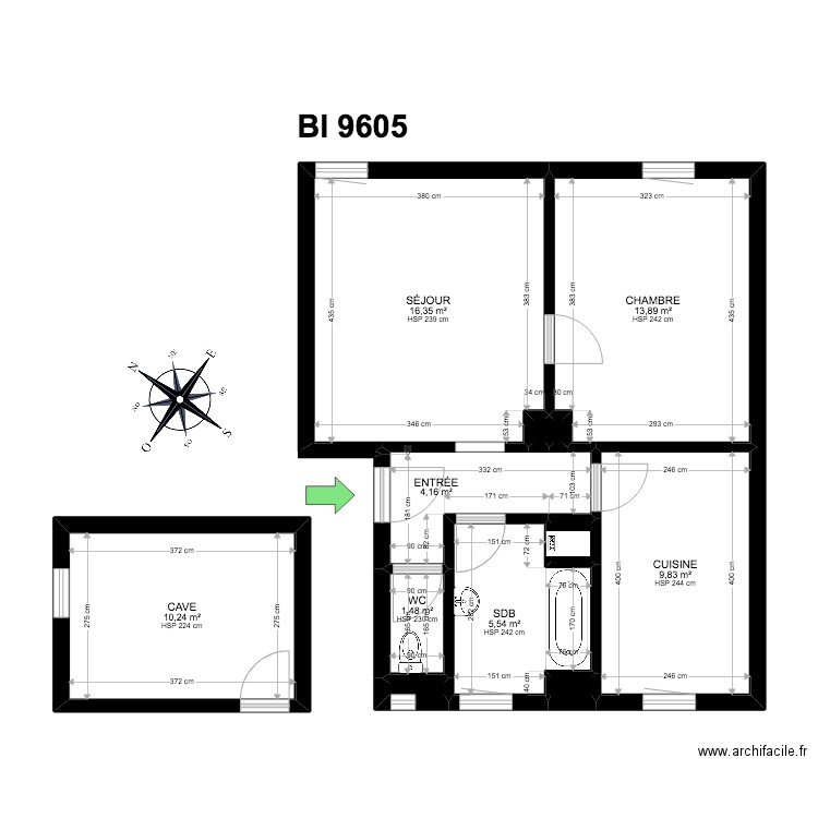 BI 9605. Plan de 0 pièce et 0 m2