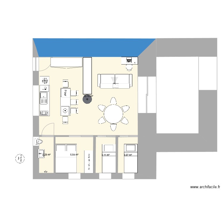 Paille porteuse MAZ. Plan de 5 pièces et 47 m2