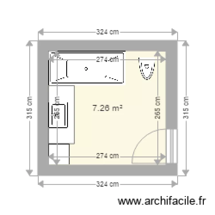 SDB Ch 3 Villa Ouest. Plan de 
