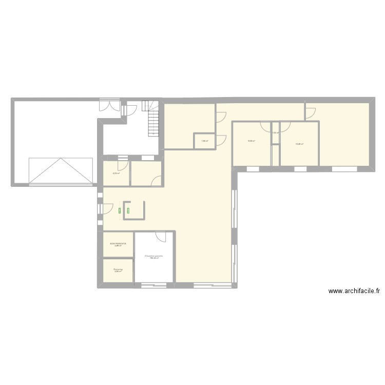 MAISON ETAGE 1. Plan de 8 pièces et 49 m2