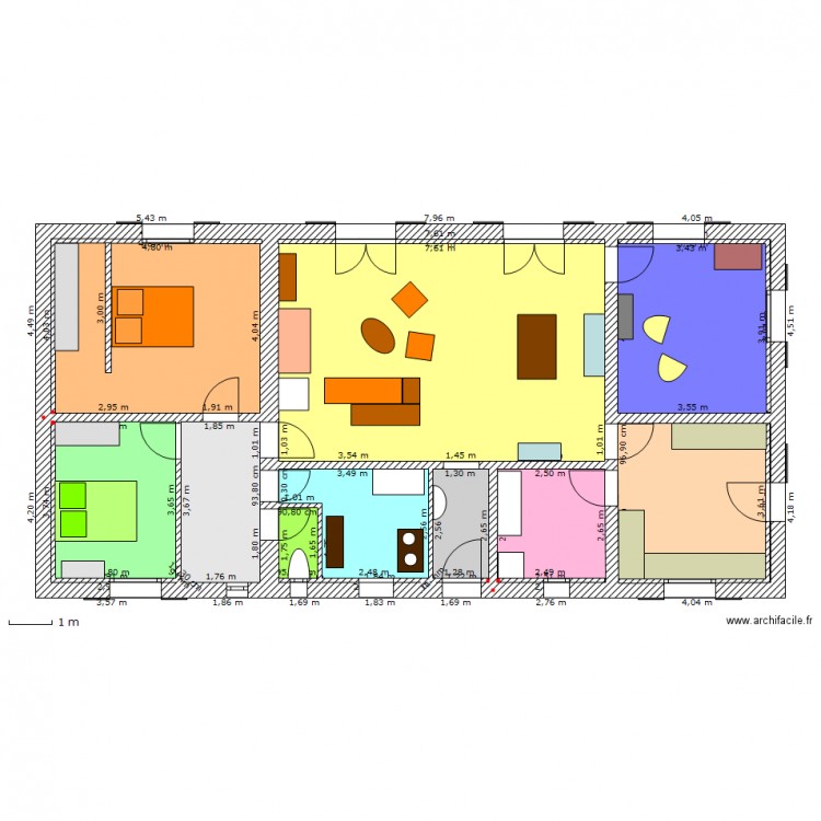 M.F Version 3. couleur avec objets. Plan de 0 pièce et 0 m2