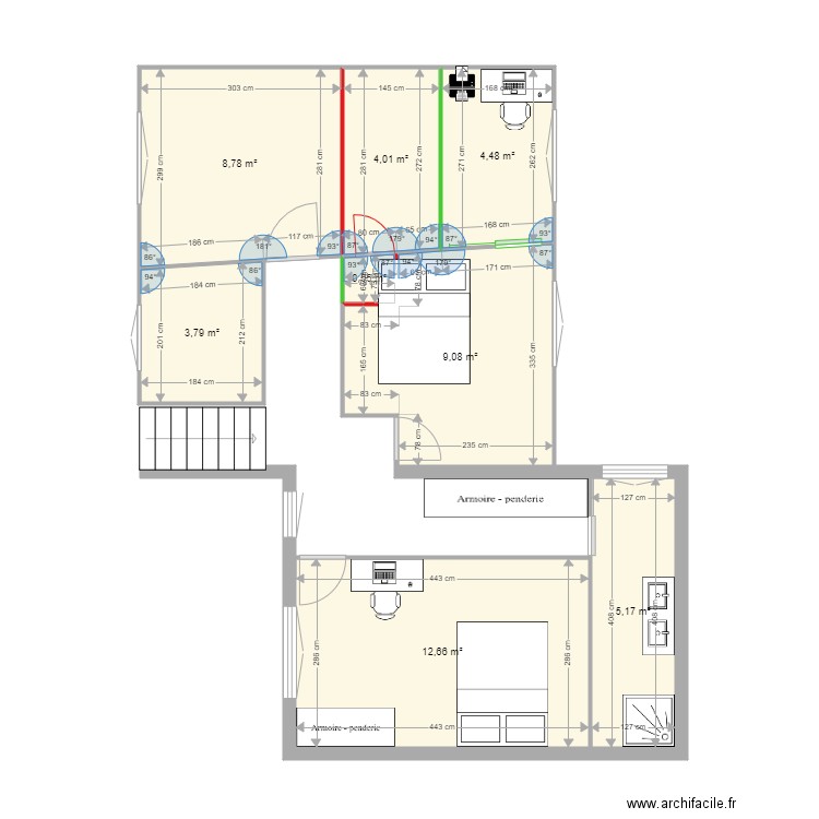 Existant. Plan de 0 pièce et 0 m2