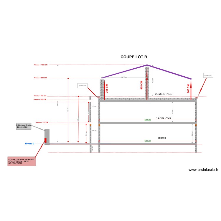 Coupe Lot B pour PIGNON 10 01 2020. Plan de 0 pièce et 0 m2