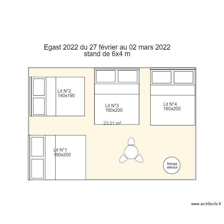 Egast 2020. Plan de 1 pièce et 23 m2
