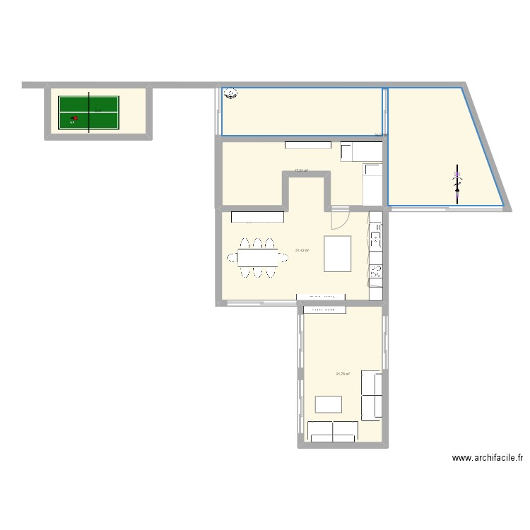 rdc. Plan de 5 pièces et 118 m2