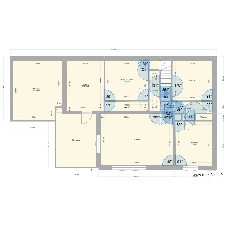 Mesures 2. Plan de 21 pièces et 238 m2