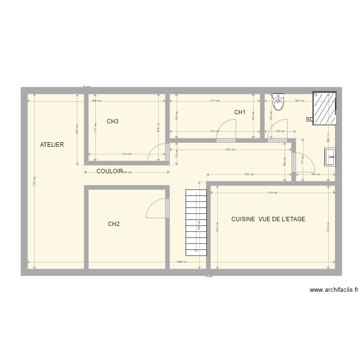 FRANCOIS ETG. Plan de 3 pièces et 87 m2