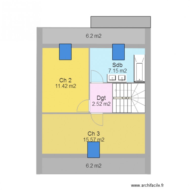 DELWAULLE ETAGE. Plan de 0 pièce et 0 m2