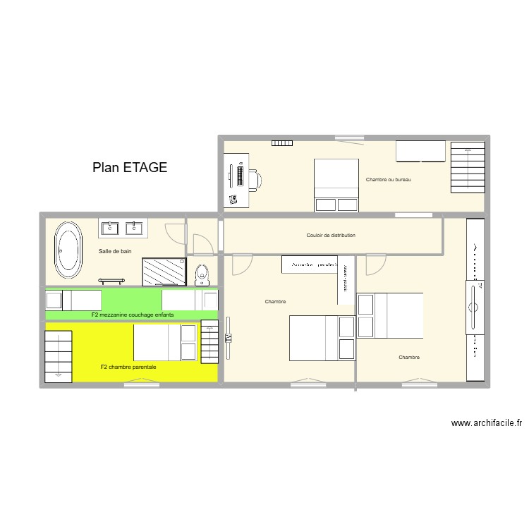 Girard Gérard étage. Plan de 9 pièces et 51 m2