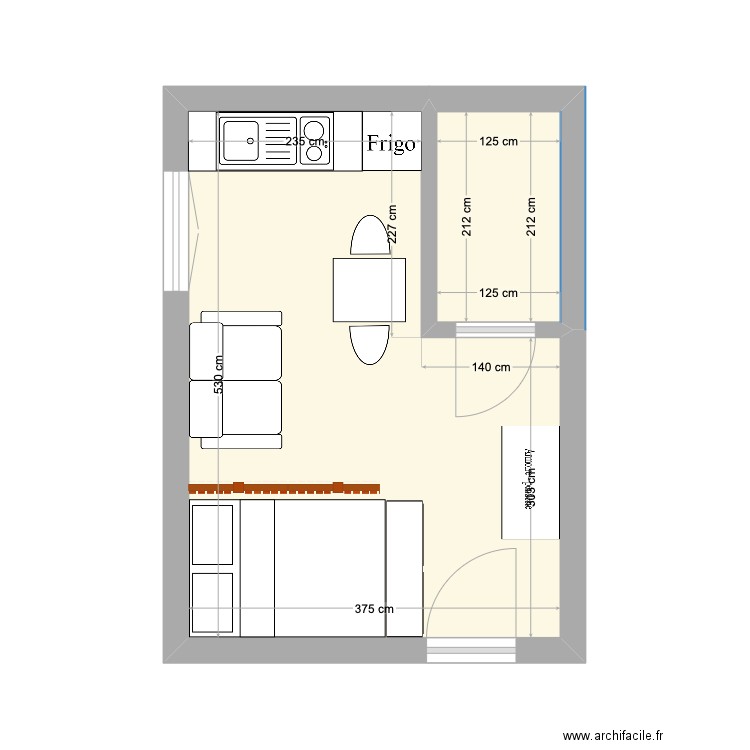 LA FRITE STUDIO 1. Plan de 2 pièces et 19 m2