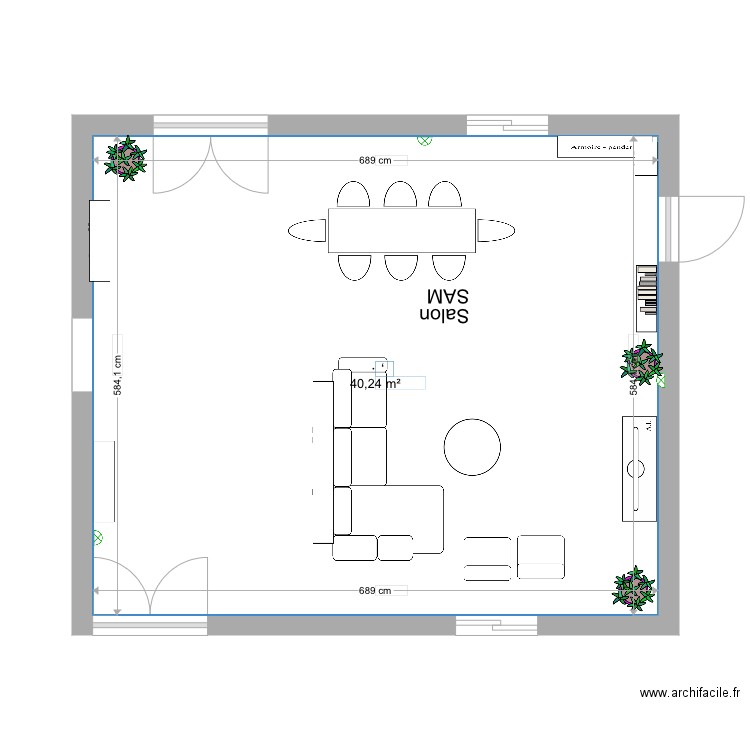 Plan salon Bassam revu. Plan de 0 pièce et 0 m2