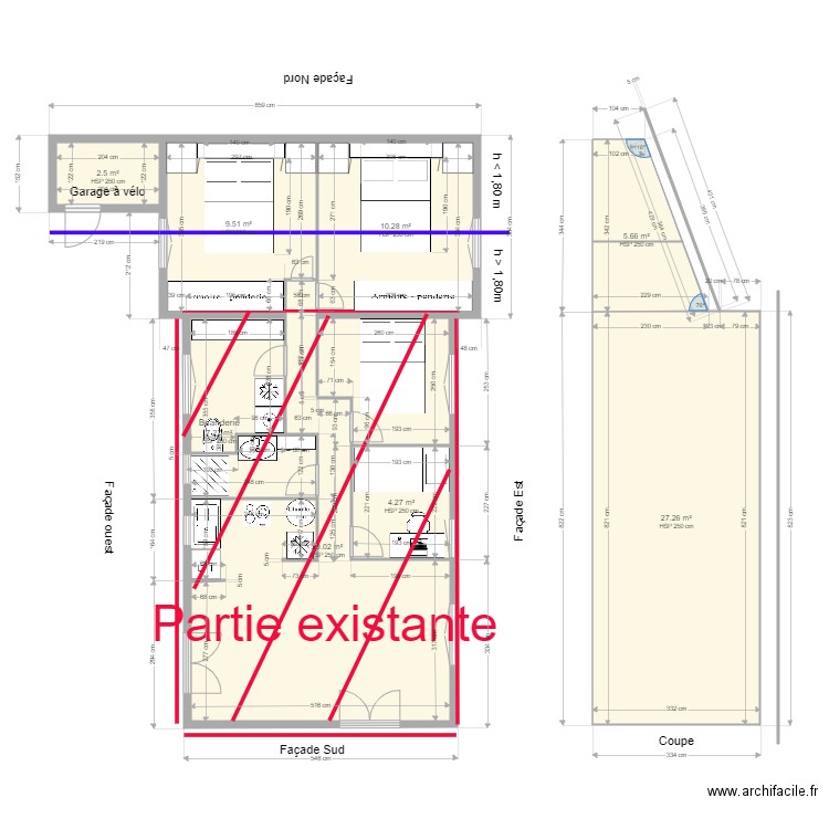 Chalet 34 3 projet v2 seul hachuré  ver 1er juin. Plan de 0 pièce et 0 m2