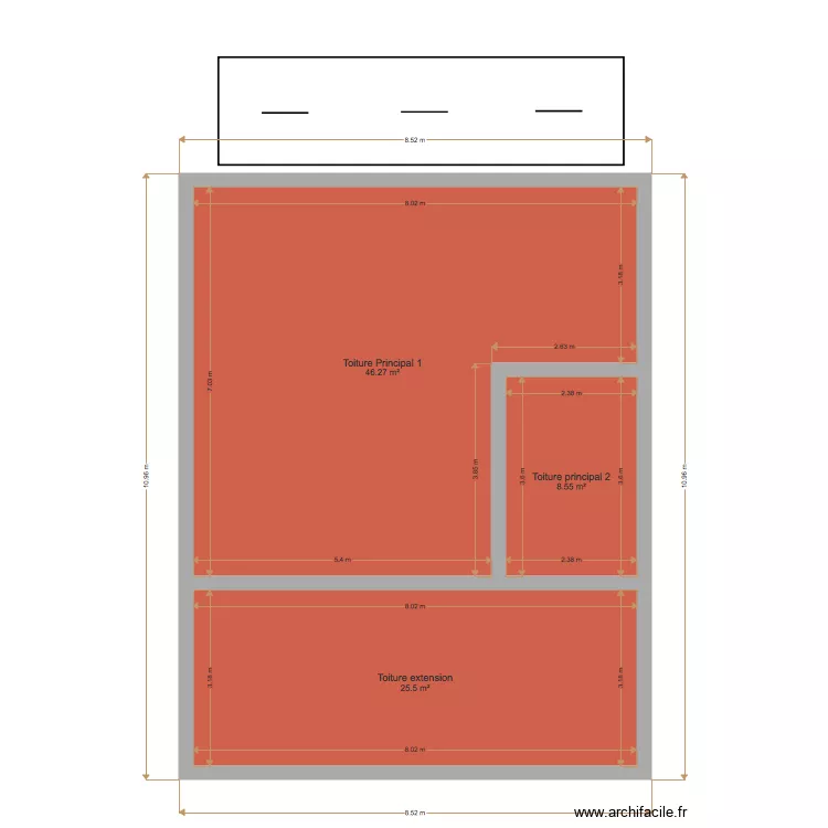 Toiture principal. Plan de 