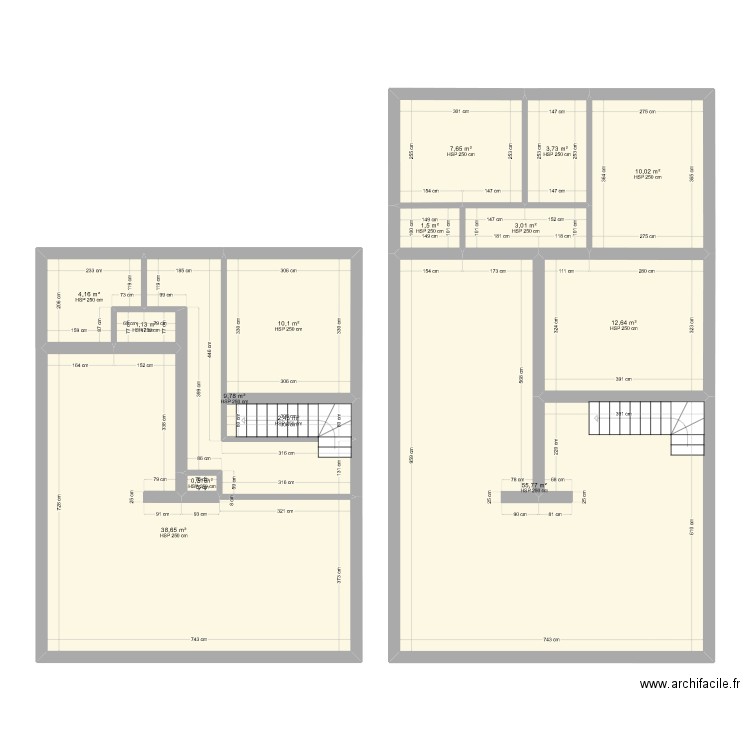 jjhh. Plan de 14 pièces et 161 m2